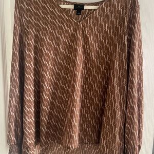 Worthington Tan and Cream Relaxed Blouse